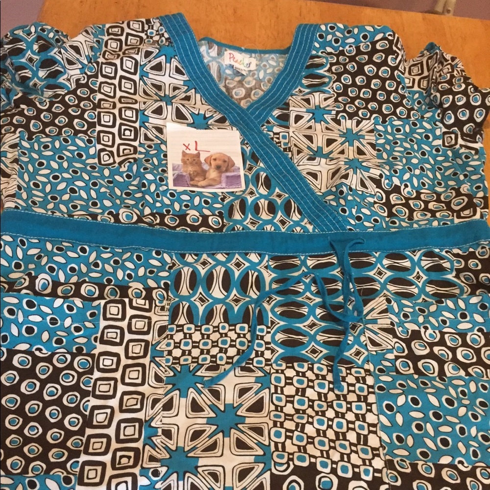 Peaches scrub shirt